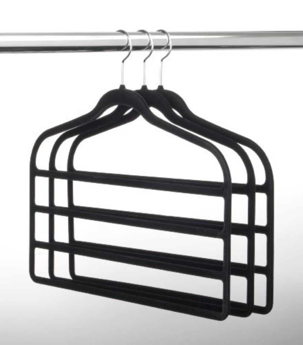 Amber Home EU Deluxe Heavy Duty Chrome 5 Tier Slacks Pants Hangers Towels Hangers Pack of 3 