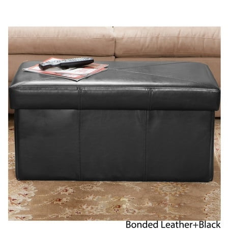 Temple Black Bonded Leather Storage Ottoman Bench Walmart Canada