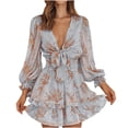 thumbnail image 2 of Bescita Femmes V-Cou Manches Longues Robes de Liquidation des Ventes, 2 of 4