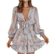 thumbnail image 1 of Vestidos estampados de encaje con volantes de manga larga con cuello en V sexy de otoño e invierno para mujer Fridja  yut5466, 1 of 1