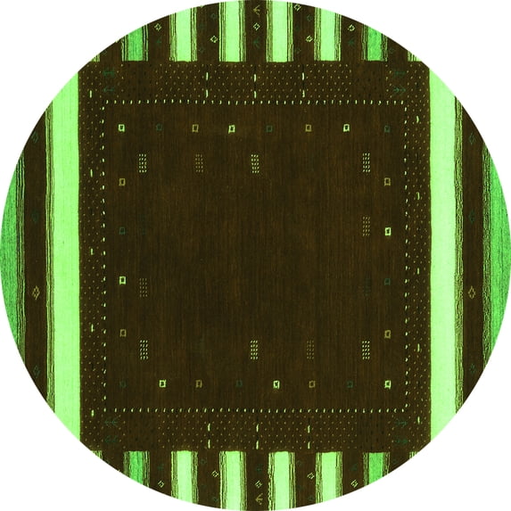 Ahgly Company Indoor Round Abstract Green Contemporary Area Rugs, 6' Round