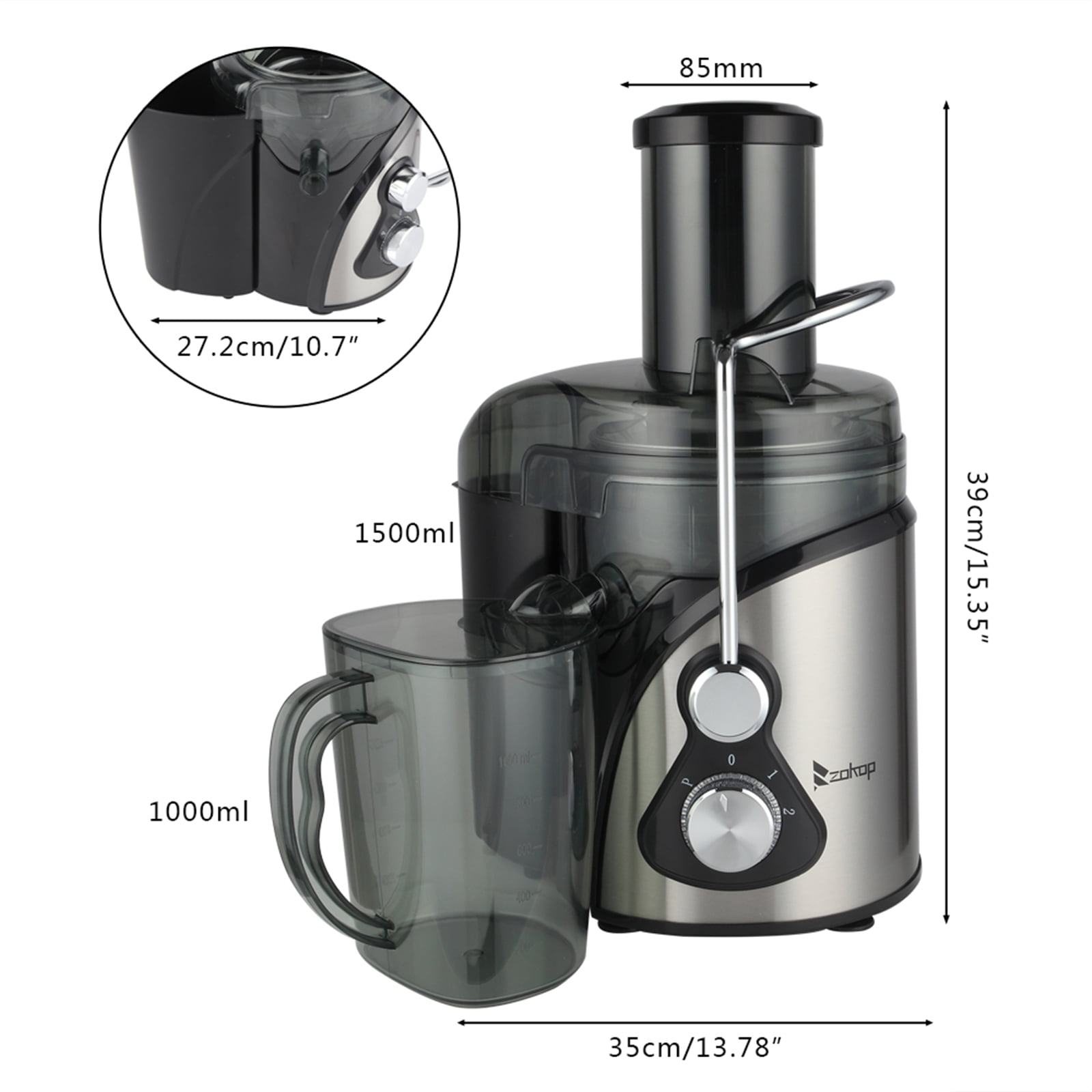 Juice Extractor, Juicer Machines Vegetable and Fruit, Electric Orange Juicer  Centrifugal Juice Maker for Juicing Fruits, Home Small Stainless Steel  Citrus Juicers Easy to Clean, Black, J905 