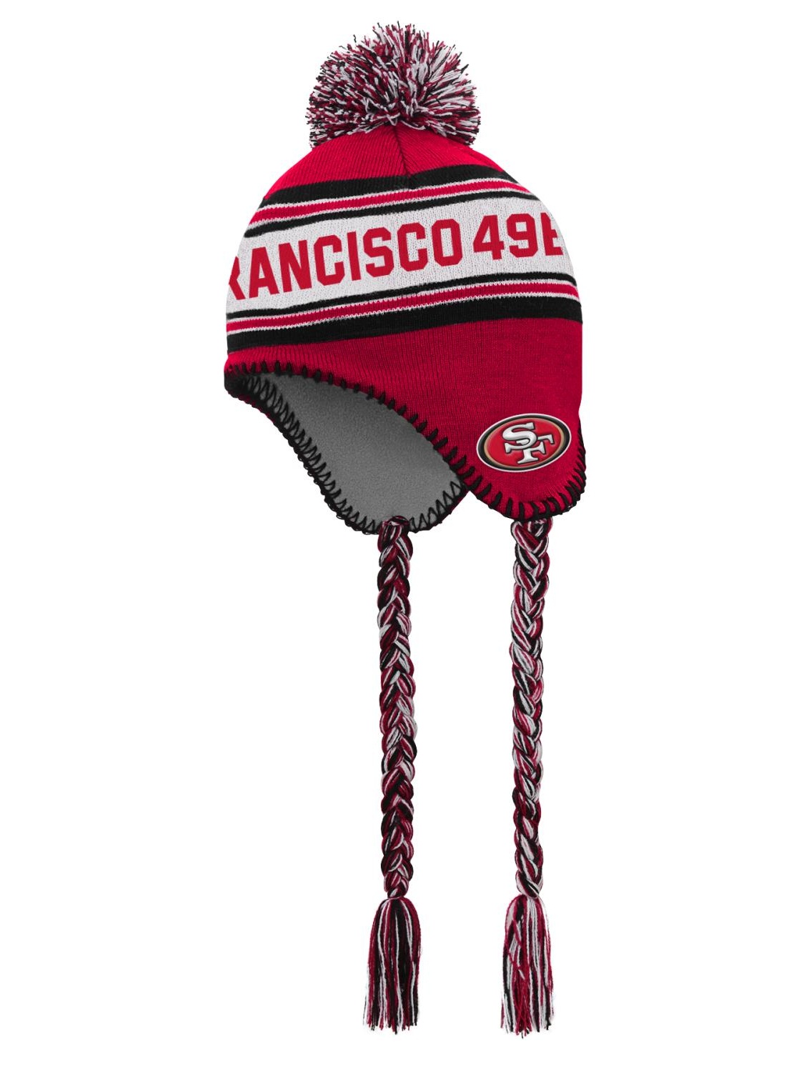San Francisco 49ers Youth NFL "Striped Jacquard" Tassel Knit Hat w Pom by Outerstuff