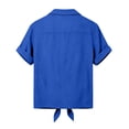 thumbnail image 5 of Tie Front Linen Shirts for Women Lightweight Loose Lapel Collar Blouses Short Sleeve Dressy Casual Summer Tops, 2XL, 5 of 7