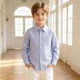 thumbnail image 2 of JFTTX Toddler Boys Striped Shirt Long Sleeve Button Down Shirts for Boys Lapel Neck Gentleman Tops for Kids, 2 of 6
