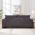 thumbnail image 3 of S-HOME Upholstered Corduroy Sofa in with USB Ports and Cup Holders, Spacious 78 Inch 3-Seater Living Room Couch，Gray, 3 of 8