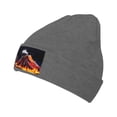 thumbnail image 2 of LNWH Knitted Acrylic Hat, Volcanic Eruption Abstract Art Pattern Winter Beanie Hat for Cold Weather, Deep Heather, 2 of 8