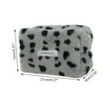 thumbnail image 2 of Unique Bargains 1 Pc Leopard Plush Drawstring Makeup Bag for Vacation Business Travel Plush Gray, 2 of 6