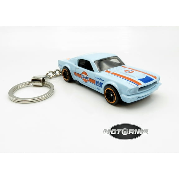 1965 '65 Ford Mustang Fastback Blue Gulf Car Rare Novelty Keychain 1:64 Diecast