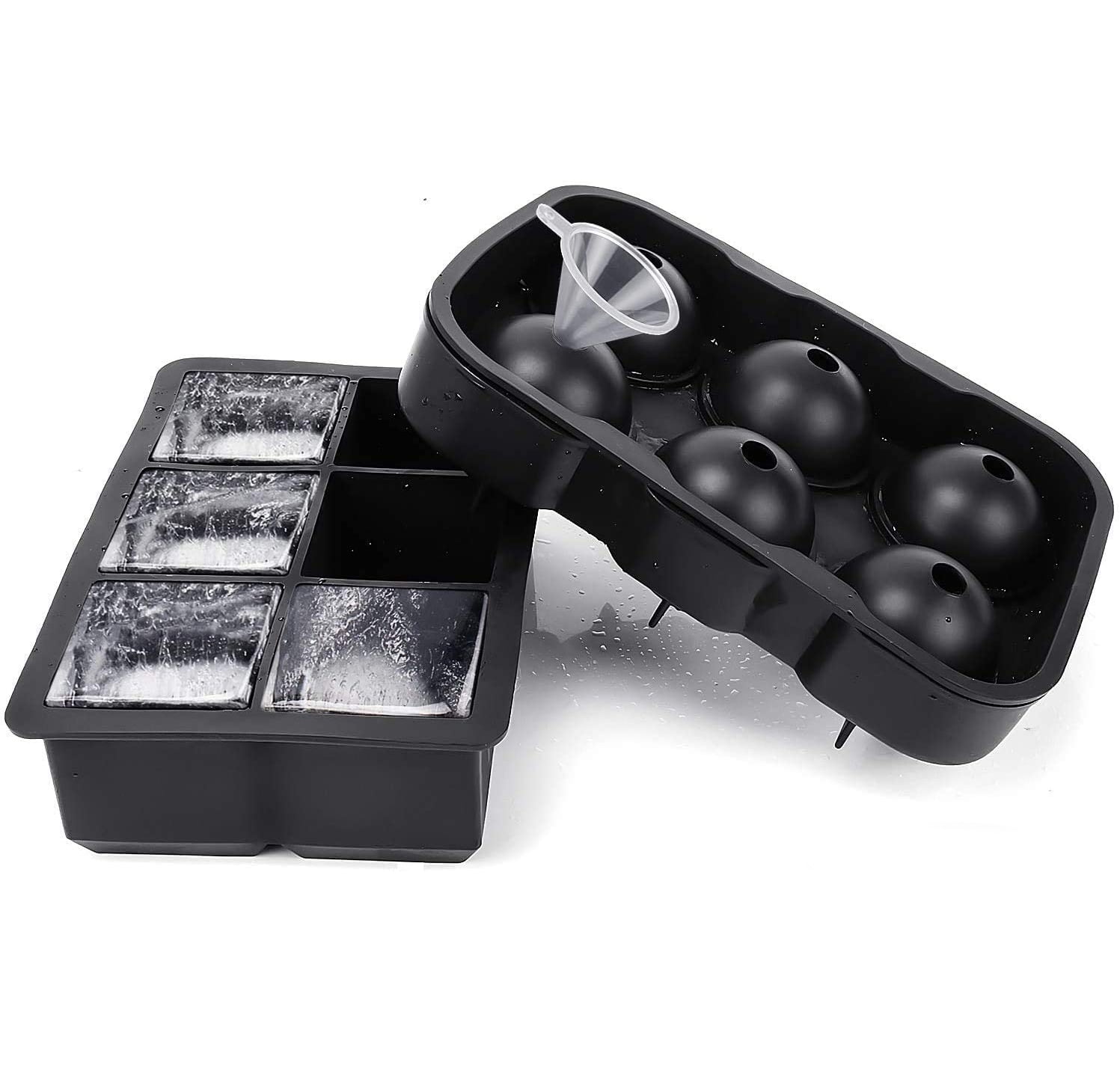 2 × Ice Balls Eiskugelform Silikon Eiswürfelform Eiskugeln Whiskey Ice Cube 