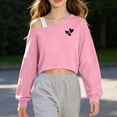 thumbnail image 6 of Dzrciro Kids Girls off the Shoulder Sweatshirt, Long Sleeve Cute Printed Asymmetrical Crop Tops, Lightweight Fashion Pullover Sweatshirts 5-15 Years, 6 of 9
