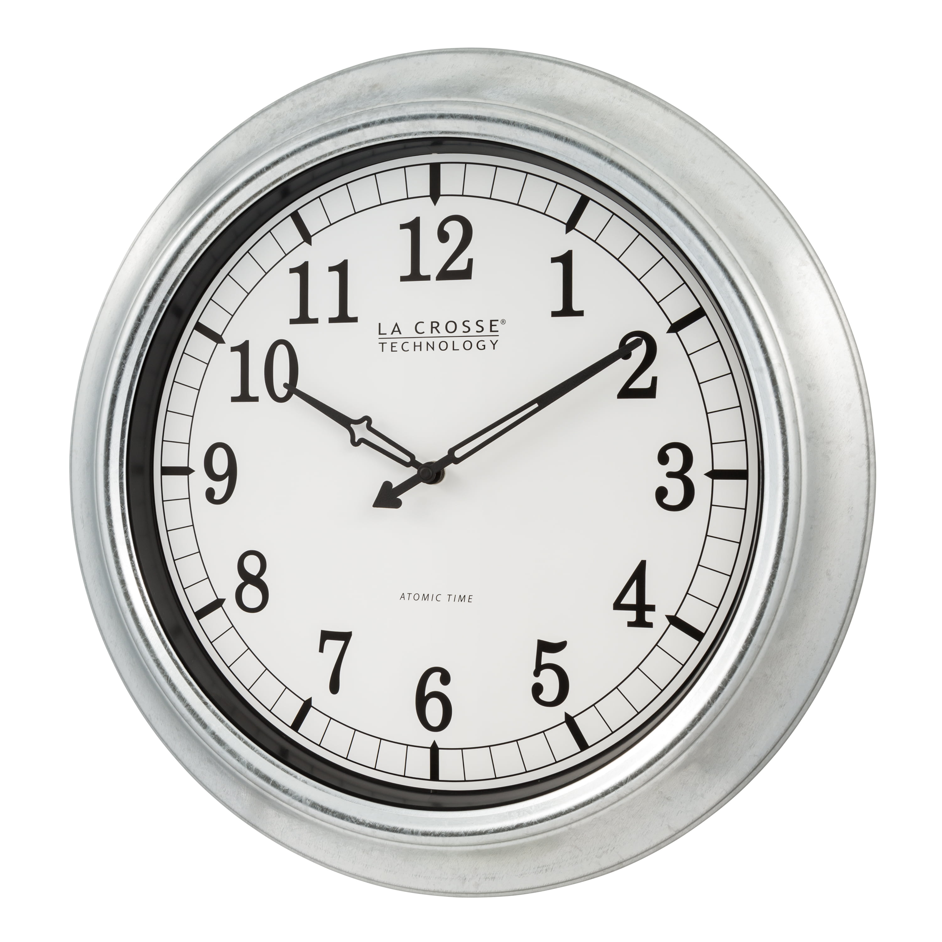 La Crosse 18 Inch Outdoor Weatherproof Analog Atomic Wall Clock Silver US Seller 