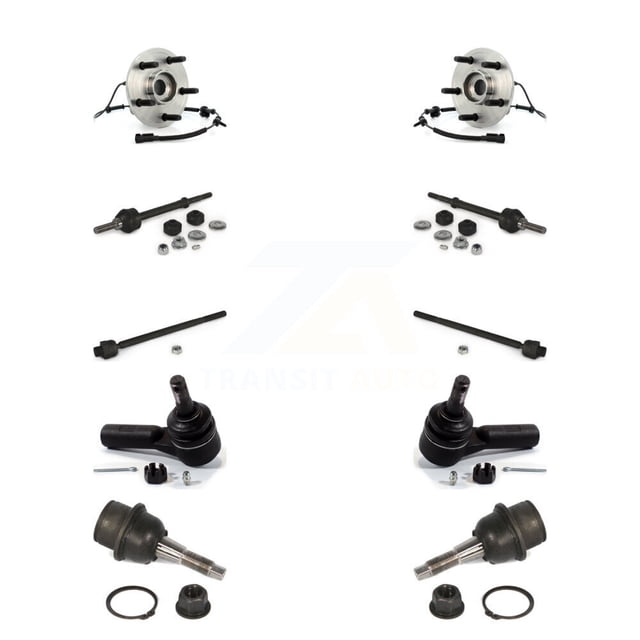 Transit Auto Kit de Liaison de Tige Intérieure et Extérieure à Roulement avant (10 Pcs) pour Voiture Dodge Ram 1500 Standard Cab Pickup Crew avec 4WD 4 Roues ABS avec 5 Roues à Crampons à 12 07 08 K77-102074