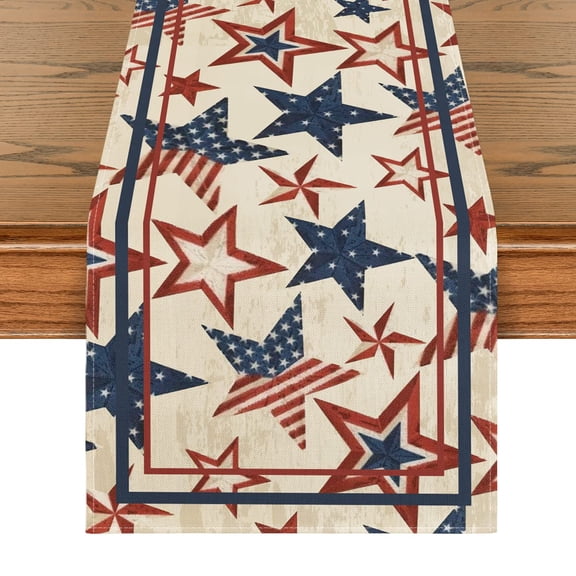 Artoid Mode The Stars and Stripes Patriotic 4th of July Table Runner, Memorial Day Kitchen Dining Table Decoration for Home Party Decor 13x72 Inch