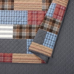 Modern Heirloom Cabin 3-Piece Patchwork Plaid Cotton Quilt Set, Full/Queen