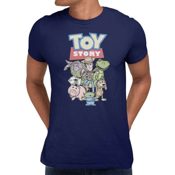 Disney Pixar Toy Story Men's Classic Logo Group Shot T-Shirt (Black, S-XXXL)