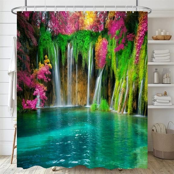 3D Print Forest Landscape Waterproof Fabric Shower Curtain Natural Scery Bathroo
