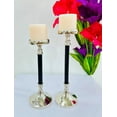 thumbnail image 2 of Silver Candle Holders Set of 2 - Metal Candle Holders for Pillar Candles - 2 Pillar Candle Holder Centerpiece - Pillar Candle Holders for Table - Silver Candle Holder Set Candle Stands Decorative, 2 of 5