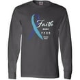 thumbnail image 3 of Inktastic Faith over Fear Hydrocephalus Awareness with Blue Ribbon Long Sleeve T-Shirt, 3 of 5