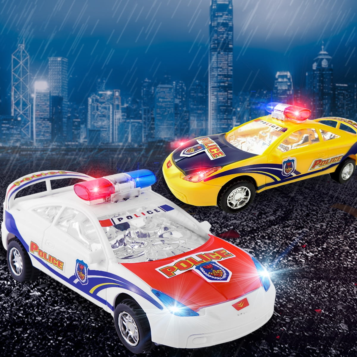 police car toy with flashing lights