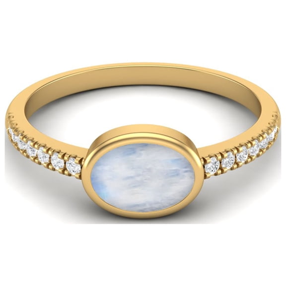 7X5 MM Oval Cut Moonstone 925 Sterling Silver Gold Vermeil Solitaire Women Valentines Day Gift Ring