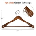 thumbnail image 2 of Perchas de madera para trajes TOPIA HANGER con hombros anchos, paquete de 6, nogal, 2 of 7