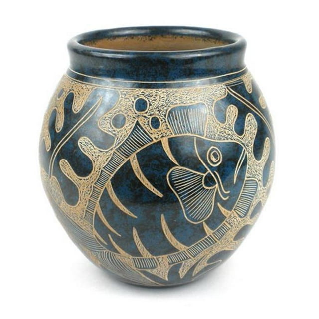 Vase Grand - Poisson Bleu&44; 5 Po.