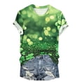 thumbnail image 3 of Amzcrzy Womens Tops Mode Imprimé Trèfle T-Shirt de la Saint-Patrick Col Rond T-Shirts de la Saint-Patrick Décontractés Tendance Manches Courtes Hauts pour Femme, 3 of 5