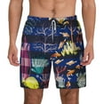 thumbnail image 2 of Picia Sea Inhabitans and Herb pattern Mens Swim Trunks with Compression Liner Stretch Beach Shorts Quick Dry with Zipper Pockets No-Chafing Board Shorts-Large, 2 of 9