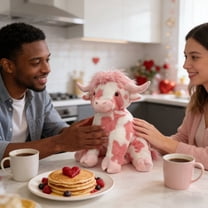 Pink Highland Cow Soft Plush Toy, 14 Inch Stuffed Doll with Gentle Texture, Ideal Valentine’s Day Gift and Charming Decorative Piece for Home and Holidays