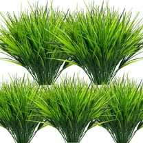 MixMart 6 Pack Artificial Outdoor Plants UV Resistant 14" Fake Greenery Plastic Grasses Faux Shrubs Grass for Indoor Outside Home Garden Porch Patio Pots Decorations