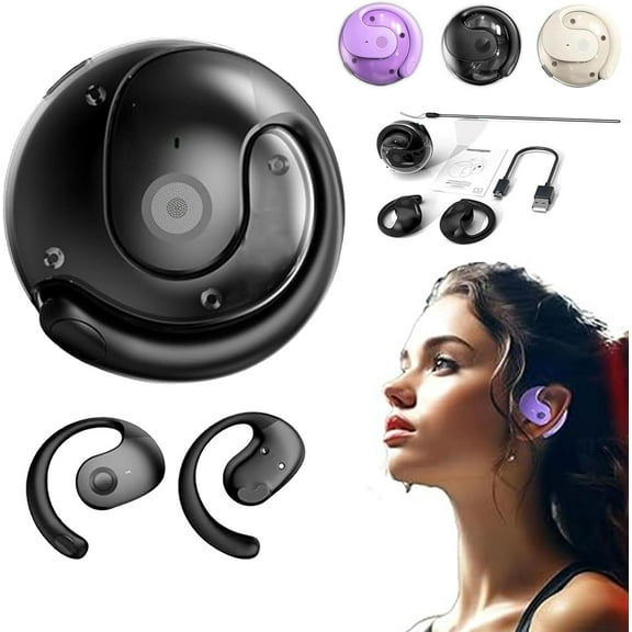 AI Translation Wireless OWS Bluetooth5.4 Earphones, Translation Earbuds Real Time Noise Cancelling, Portable Translator Device Support 144 Languages for Phone Android(Black)