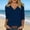 Navy, variant on Womens Casual V-Neck Blouse 3/4 Length Sleeve Cotton Solid Color Tunic Top Flowy Business Casual Shirt Blue,Size XL