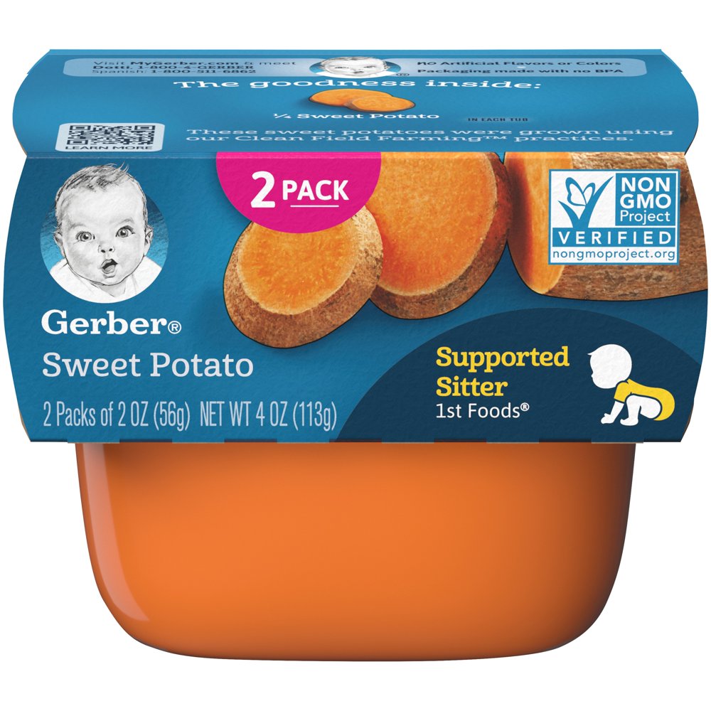 (2 Pack) Gerber Stage 1, Sweet Potato Baby Food, 1 Tub