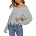 thumbnail image 6 of Deals LYXSSBYX V-Neck Long Sleeve Sweater Tops Hot Sale Clearance for Women Fashion Casual Loose Full-Sleeve Solid V Neck Tassels Irregular Blouse Knitted Sweater, 6 of 7