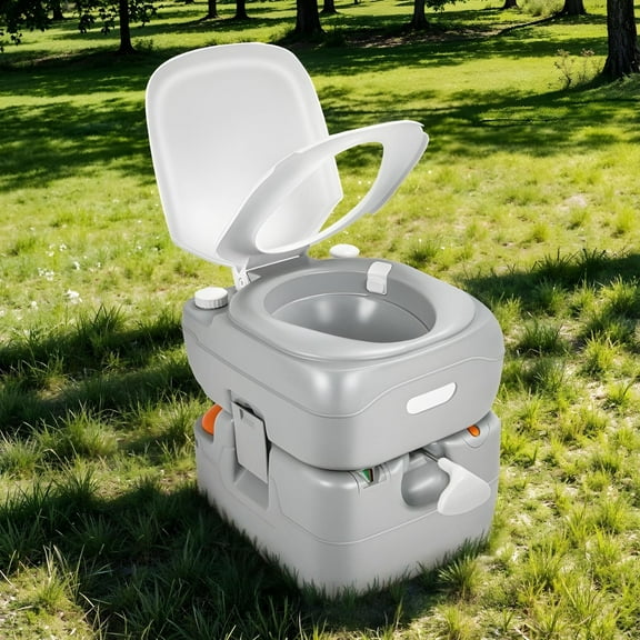 DEXTRUS Portable RV Toilet with Hand Sprayer ,5.8 Gallon Portable Toilet for Camping with Level Indicator