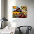 thumbnail image 4 of JEUXUS Farmhouse Canvas Wall Art Red Old Trucks Picture Kitchen Wall Decor Rustic Sunflowers Country Painting for Bedroom Bathroom Living Room Prints Artwork Framed, 4 of 5