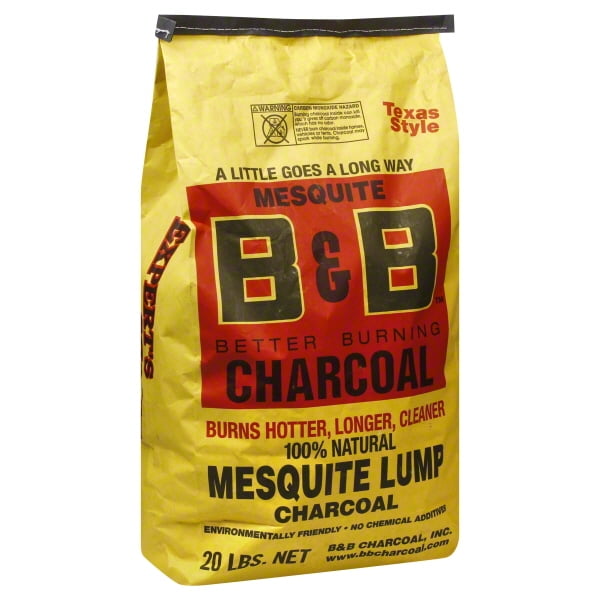 B&B Charcoal 8023445 20 lbs All Natural Mesquite Lump, Charcoal
