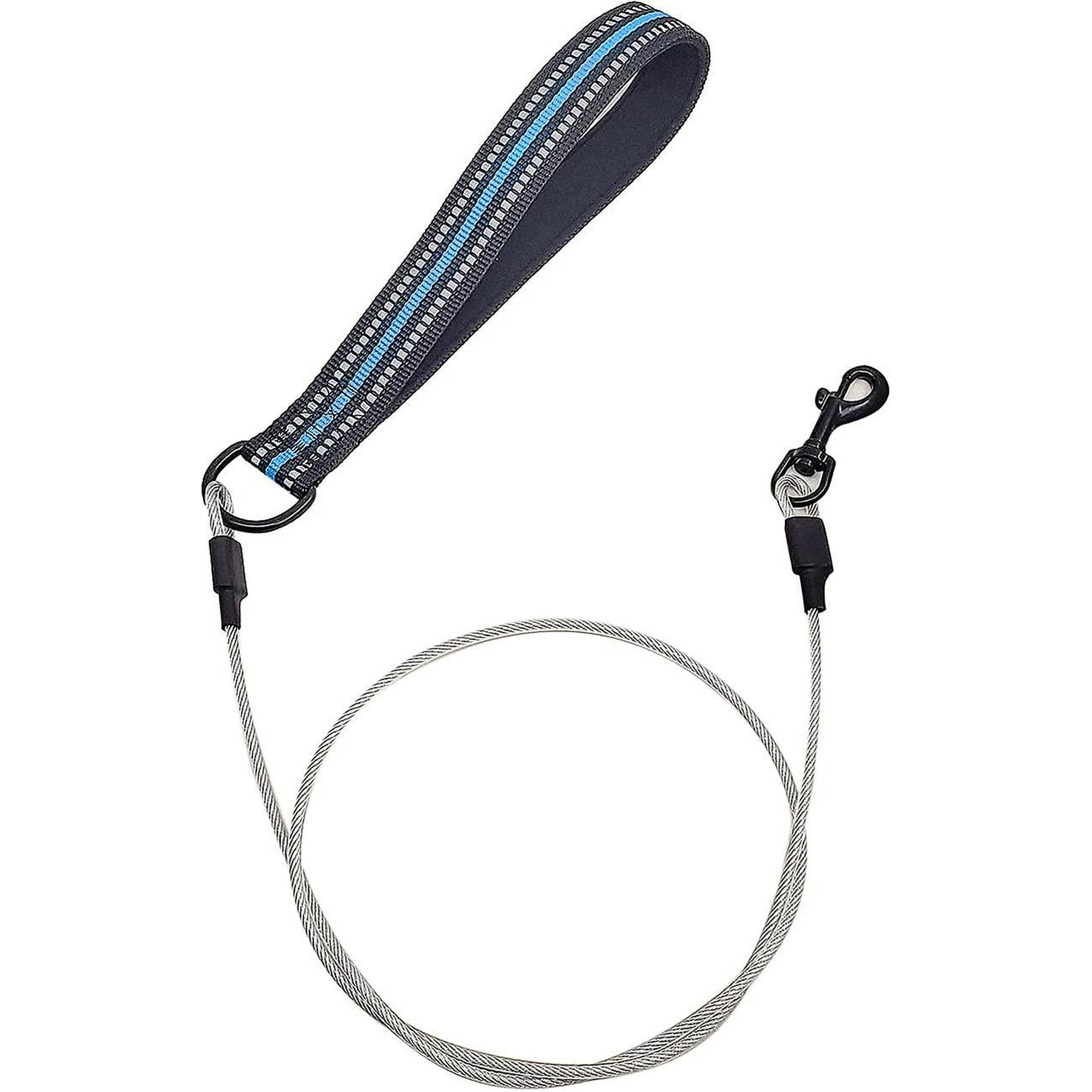 Heavy Duty Metal Rope Leash Chew Resistant Stainless Steel Metal Dog Chain Leash With Padded Handle blue Walmart