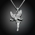 thumbnail image 4 of QQTDFG Rose Gold Platinum Plated Necklace Pendant Tinkerbell Wings Fairy 20" B333-Platinum, 4 of 7