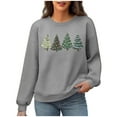 thumbnail image 4 of Waffle Christmas Sweatshirt Womens Christmas Tree Printed Crewneck Sweaters Pullove Loose Casual Shirts Holiday Long Sleeve Tops Xmas Gifts, 4 of 6