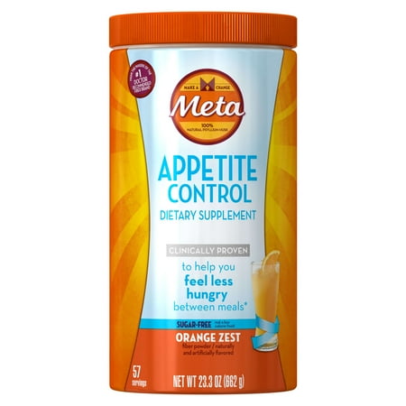 Metamucil Daily Appetite Control Weight Loss Supplements, Orange Zest Sugar Free Fiber Appetite Suppressant, 57 Doses
