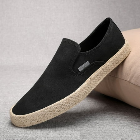 

Ediodpoh Men s Breathable Solid Color Korean Version Trendy Casual Comfortable Lightweight Linen Sole Sneakers Sneakers for Men Black 7