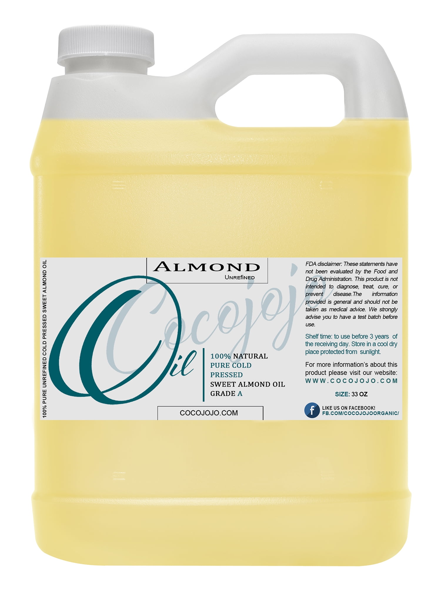 Almond Oil, Sweet Almond, Pure, Organic, Unrefined, Cold Pressed