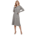 thumbnail image 4 of Yemak Women's Loose Fit Rip Neck Flared Sweater Knitted Dress Heather Grey-L-BD, 4 of 4