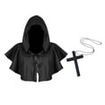 thumbnail image 2 of Capa de Halloween Capa del Gótica con Collar de Cruz Chal Capelet Disfraz Grim Cowl Poncho con Capucha Capa de Mago para Mujeres Hombres Negro Salvador Dali Capa con capucha, 2 of 10