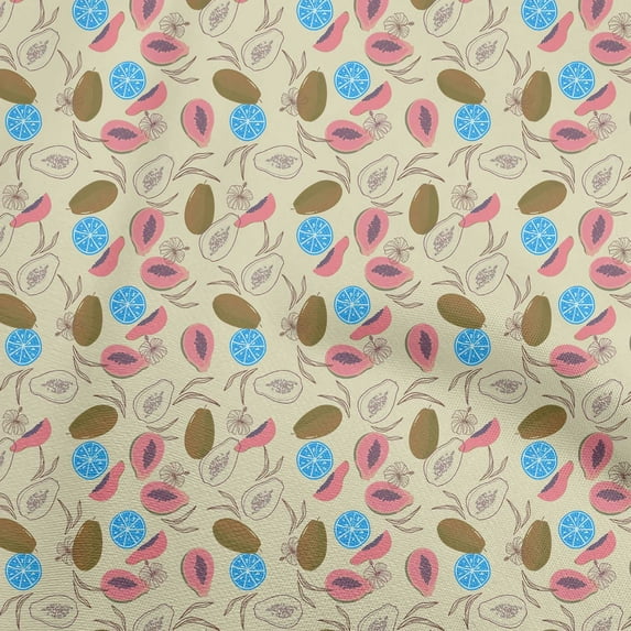 oneOone Polyester Spandex Yellow Fabric Pear Sewing Material Print Fabric By The Yard 56 Inch Wide