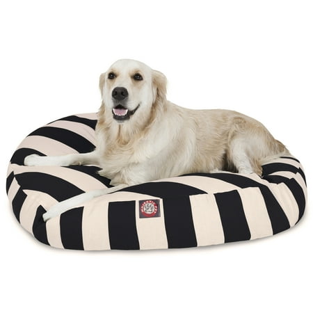 UPC: 0788995510192 | Majestic Pet | Vertical Stripe Round Pet Bed For Dogs  Removable Cover  Black  Large