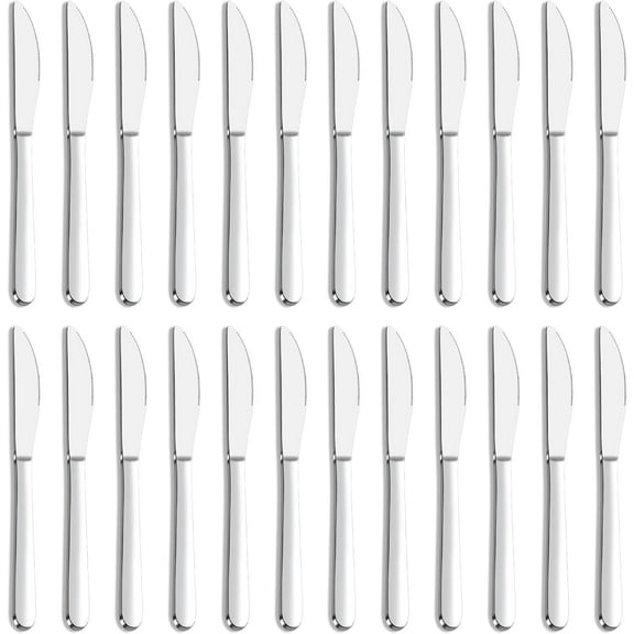 24-Piece Knife Set, 9-Inch Dinner & Butter Knives, Stainless Steel Table Knife Set, Dishwasher Safe & Mirror Polished, Silverware for Home/Restaurant/Kitchen