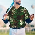 thumbnail image 5 of Zufioo Camouflage Skull Print Men's Baseball Short Sleeve, Moisture Wicking Button-Down Hip Hop Tee-X-Large, 5 of 7